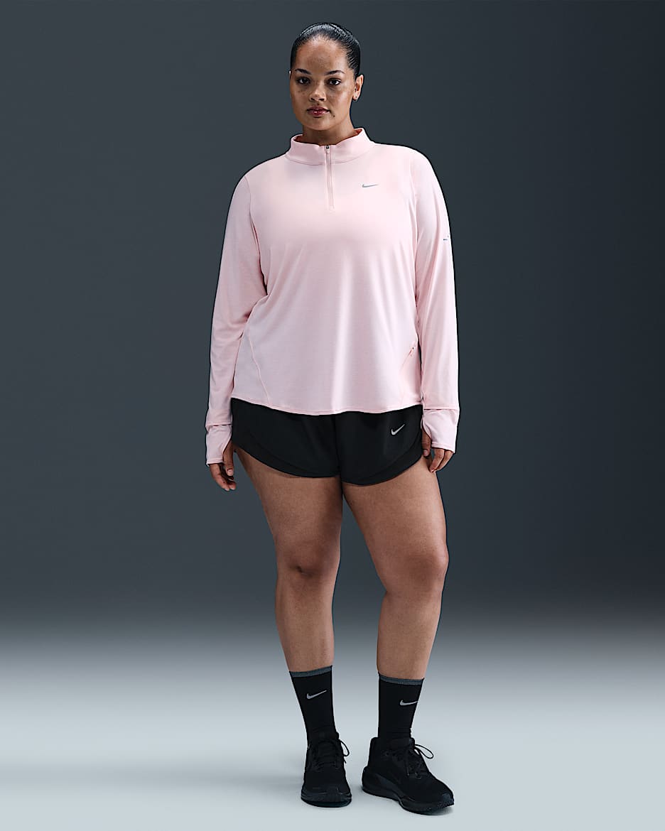 Shorts da running a vita media con slip interno 7,5 cm Nike Tempo Dri-FIT (Plus size) – Donna - Nero/Nero/Nero