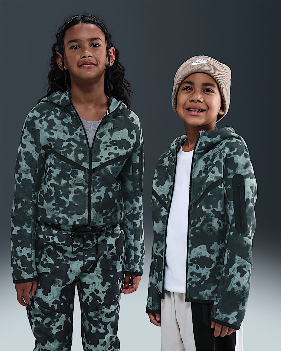 Nike Tech Older Kids' (Boys') Full-Zip Camo Fleece Hoodie - Cannon/Cannon/Black/Black