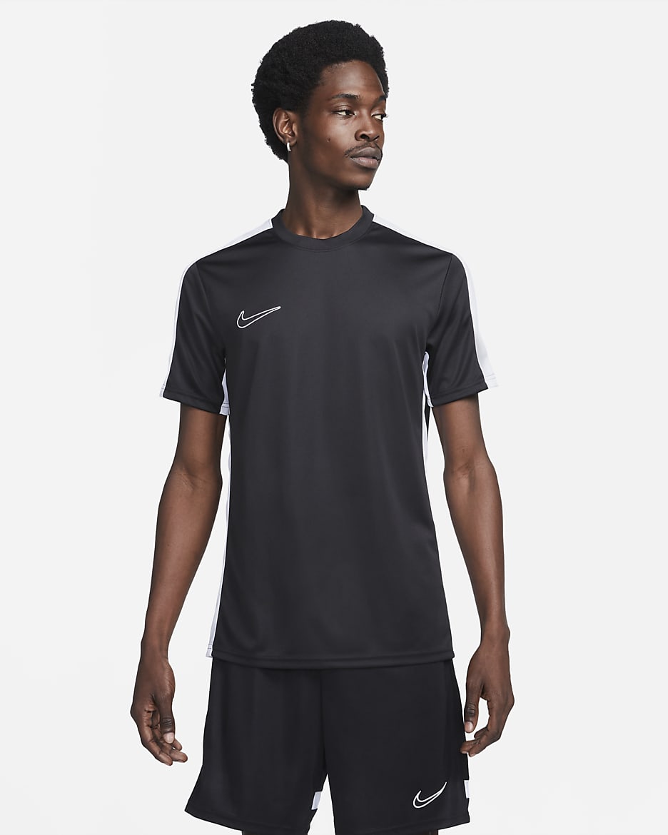 Nike Academy Men's Dri-FIT Short-Sleeve Football Top - Black/White/White