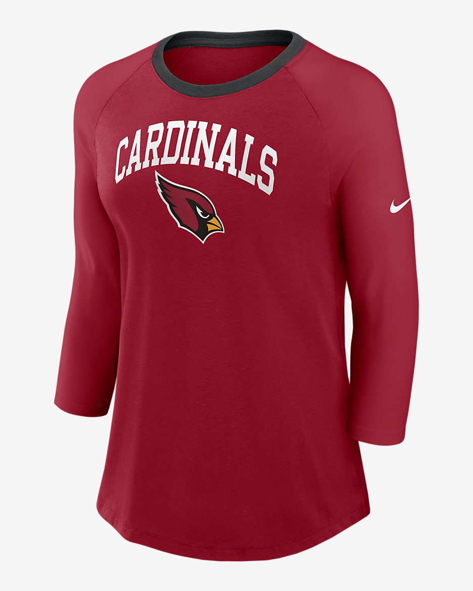 Playera de manga ¾ Nike de la NFL para mujer Arizona Cardinals - Rojo cardenal