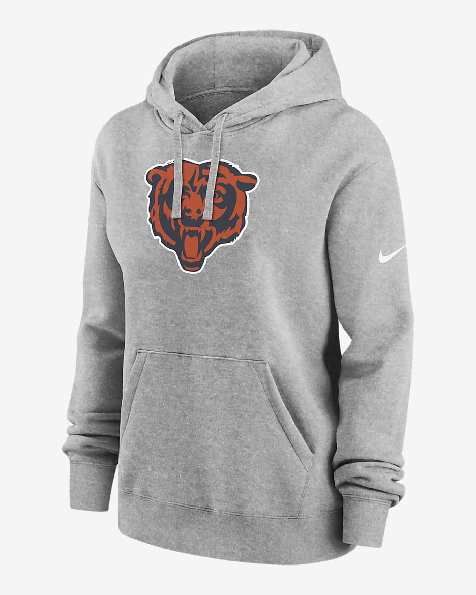 Chicago Bears Club Women's Nike NFL Pullover Hoodie - Charcoal Heather