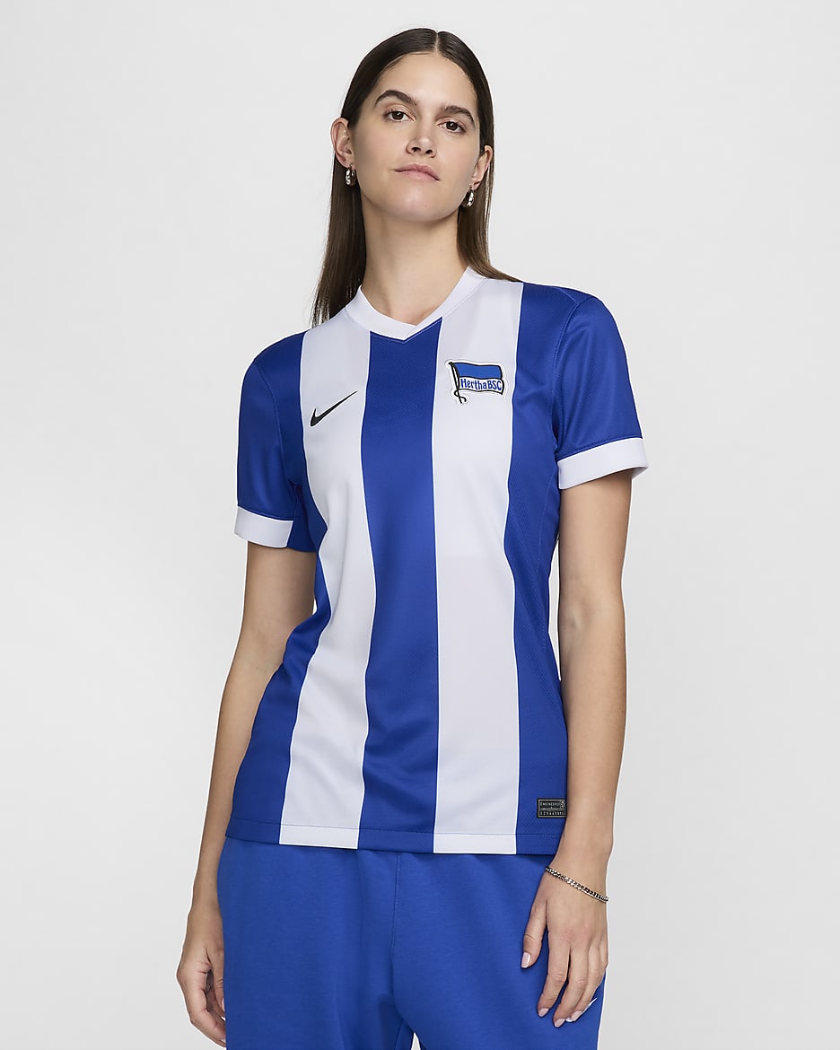 Hertha BSC 2024/25 Stadium Home Nike Replica Fußballtrikot mit Dri-FIT-Technologie für Damen - Old Royal/Weiß/Schwarz