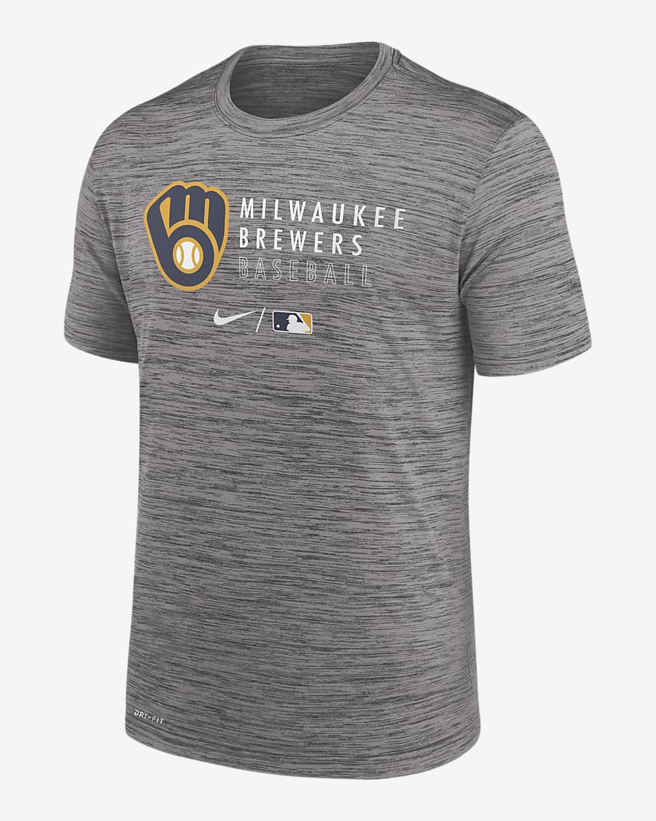 Nike Dri-FIT Velocity Practice (MLB Milwaukee Brewers) Men's T-Shirt - Grey Heather
