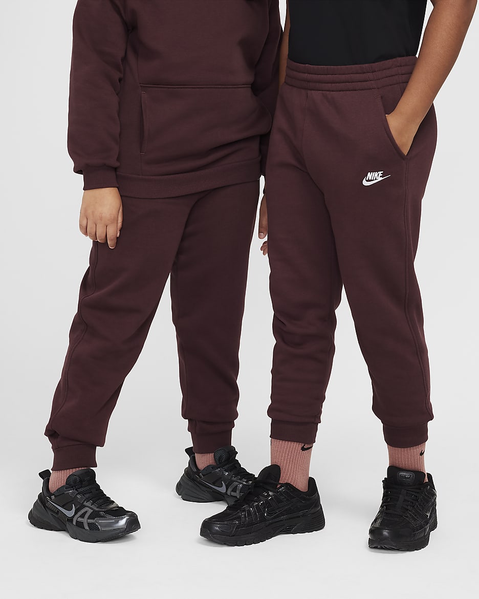 Nike Sportswear Club Fleece Big Kids' Joggers (Extended Size) - Burgundy Crush/White