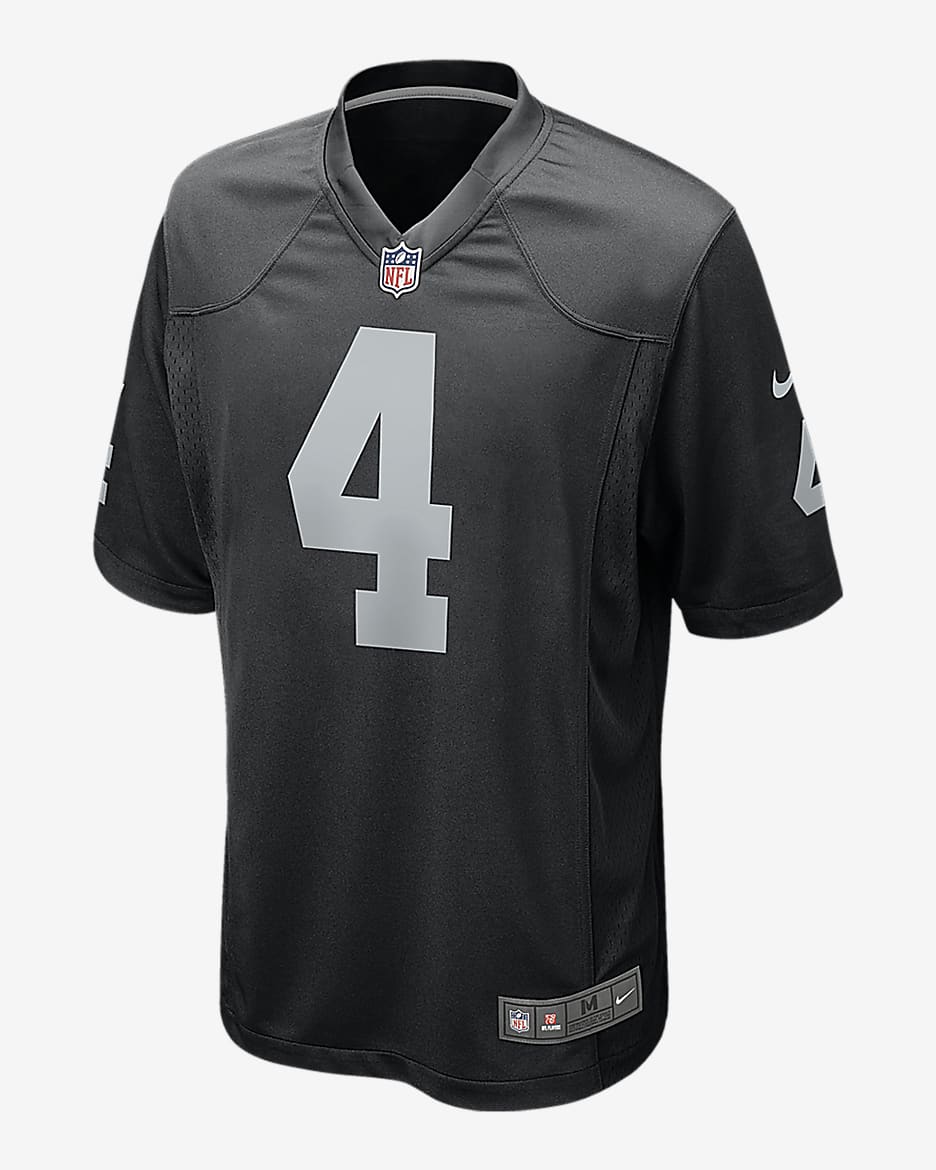 Maillot de football américain NFL Las Vegas Raiders (Derek Carr) pour Homme - Noir