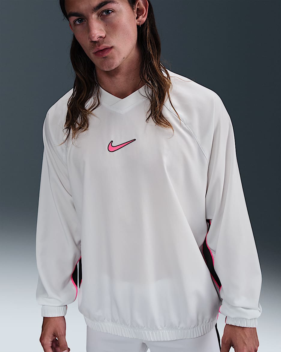 Chamarra de fútbol Dri-FIT para hombre Nike Academy+ - Blanco cumbre/Negro/Hiperrosa/Hiperrosa