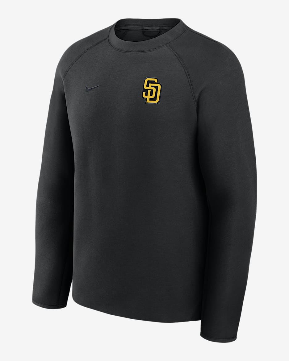 San Diego Padres Tech Fleece Men's Nike MLB Pullover Crew - Black