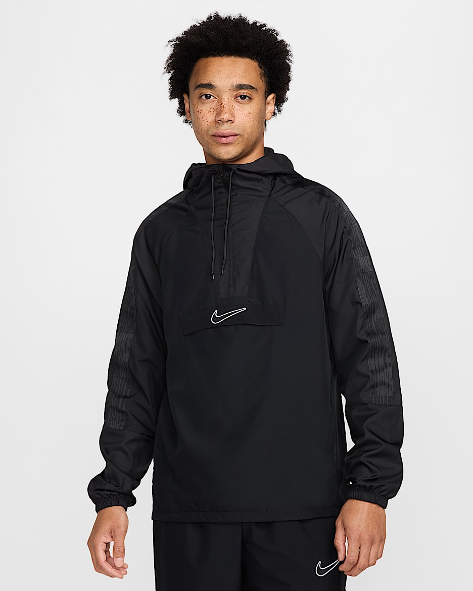 Chamarra tipo anorak de fútbol Repel para hombre Nike Academy+ - Negro/Negro