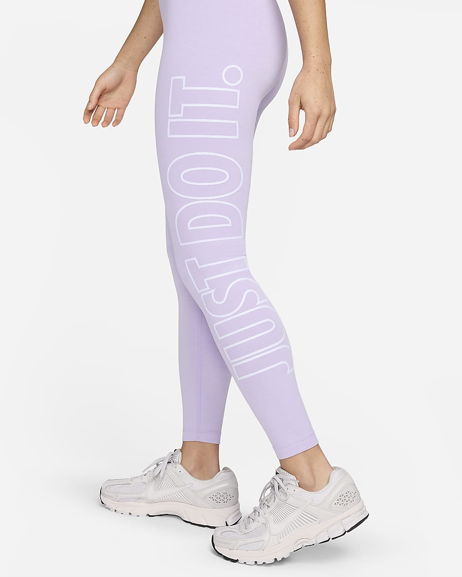 Leggings de tiro alto con gráficos para mujer Nike Sportswear Classics - Bruma violeta/Blanco