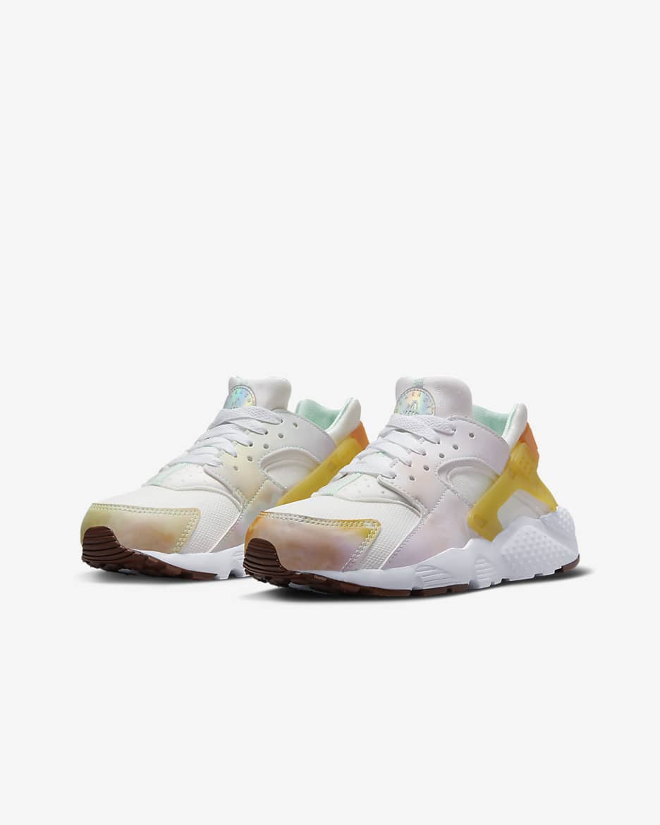 Nike Huarache Run Older Kids' (Boys') Shoes - Sail/White/Safety Orange/Topaz Gold