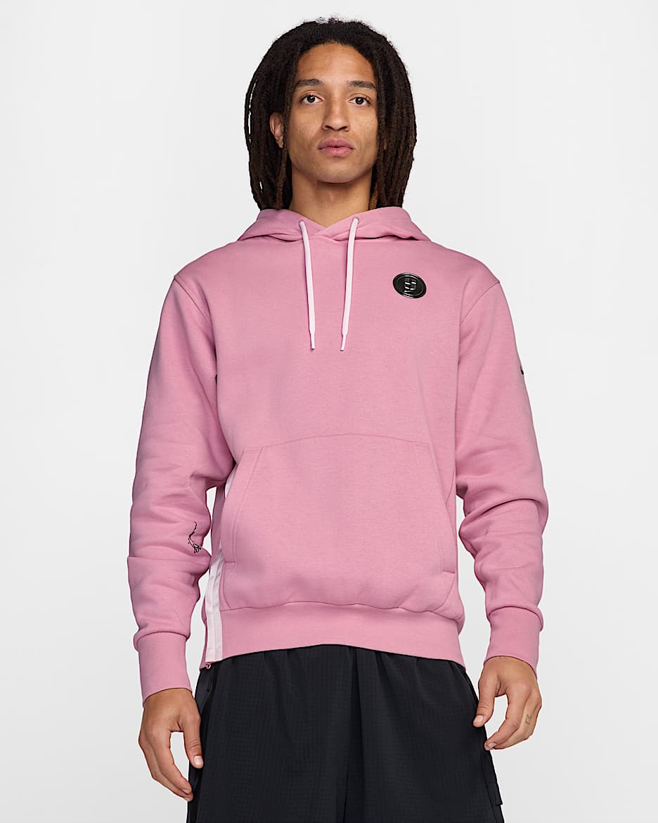 Sudadera con gorro de básquetbol de tejido Fleece Sabrina - Rosa elemental/Espuma rosa/Negro