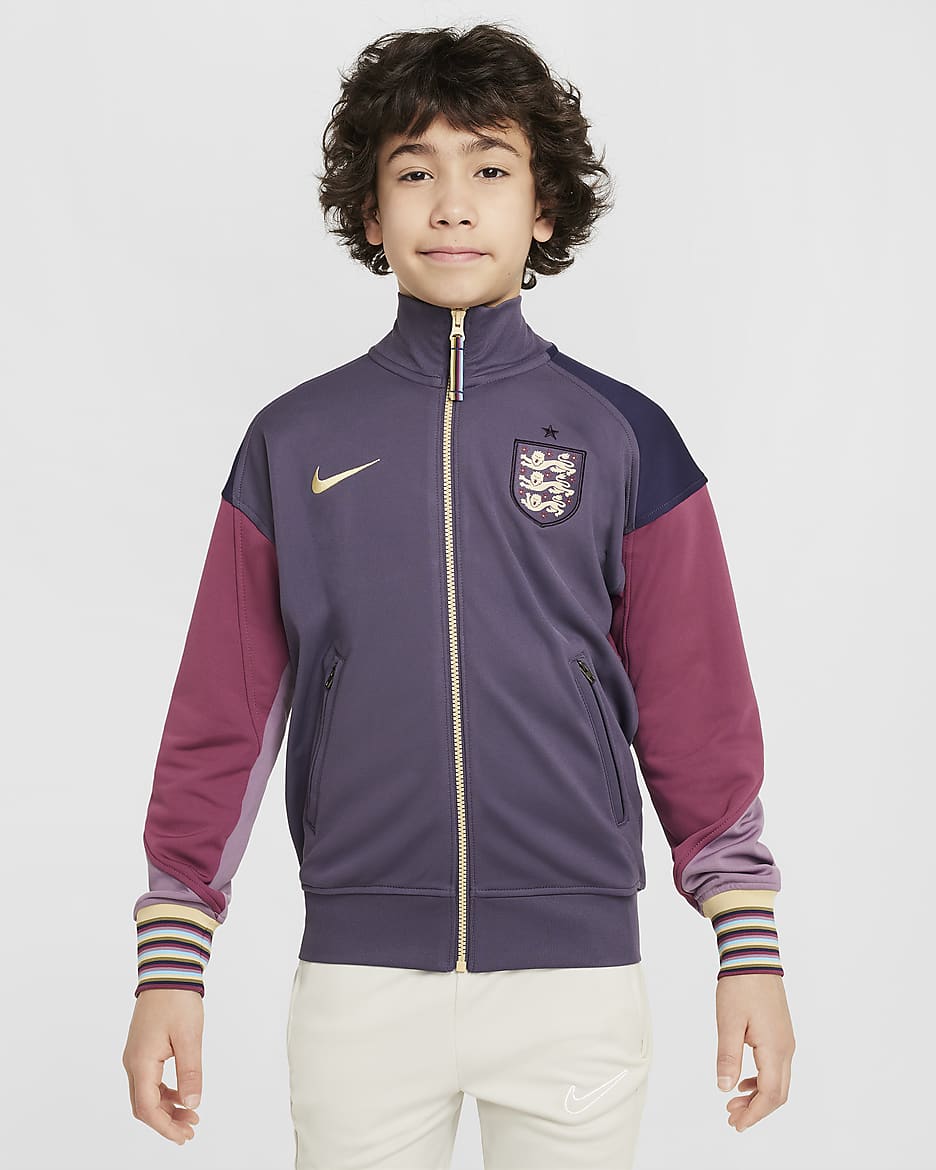 Przedmeczowa bluza piłkarska dla dużych dzieci Nike Dri-FIT Anglia Academy Pro (wersja wyjazdowa) - Dark Raisin/Purple Ink/Sesame