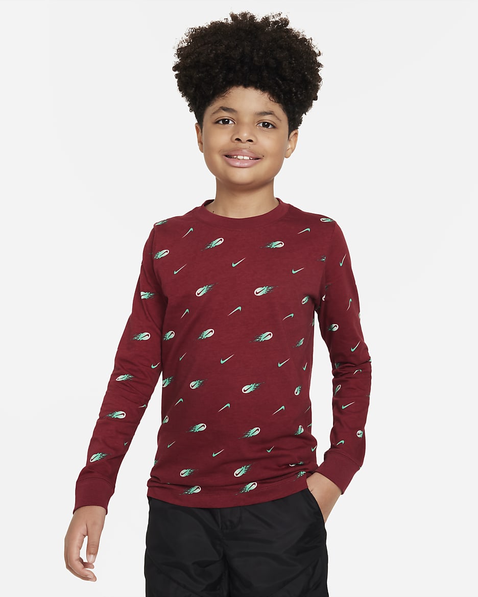 Playera de manga larga para niños grandes Nike Sportswear - Rojo team