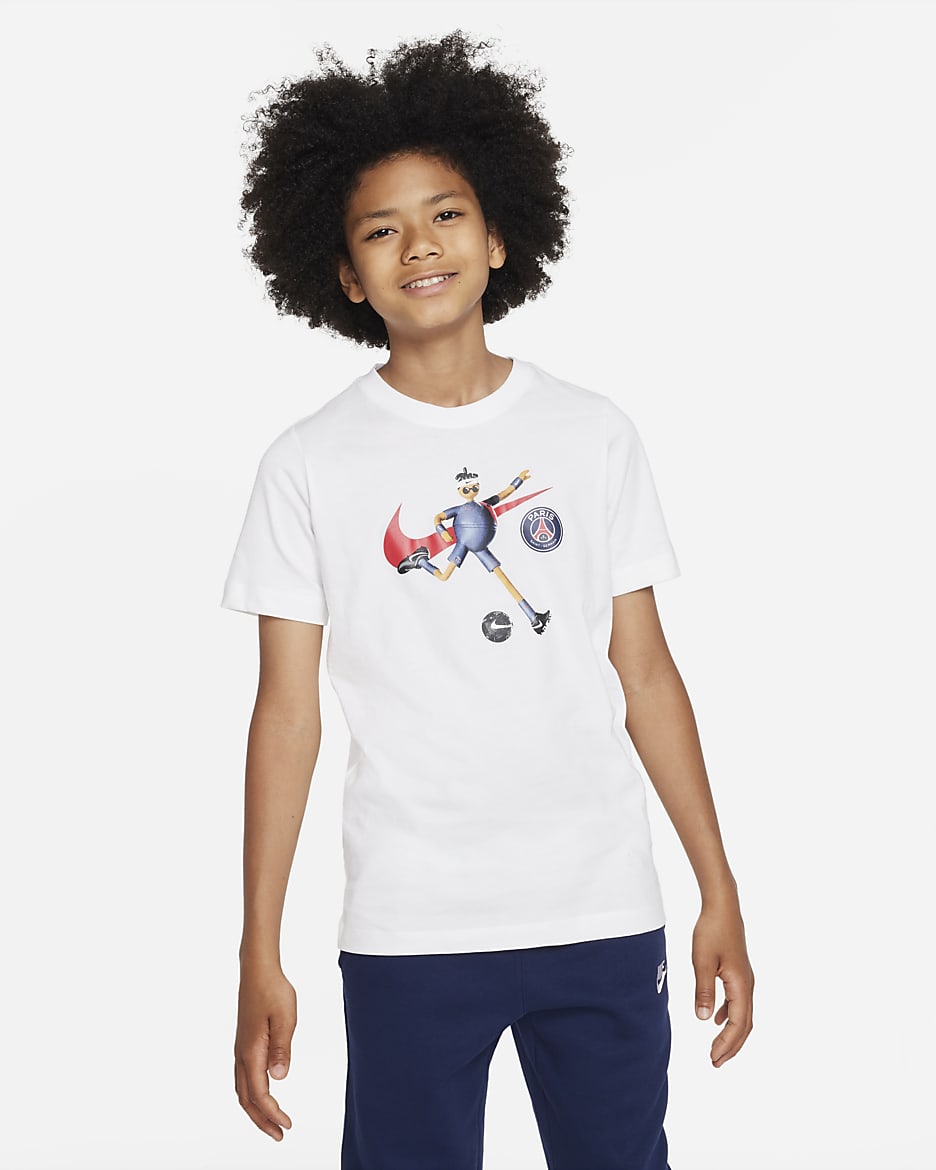 Paris Saint-Germain Mascot Older Kids' Nike Football T-Shirt - White