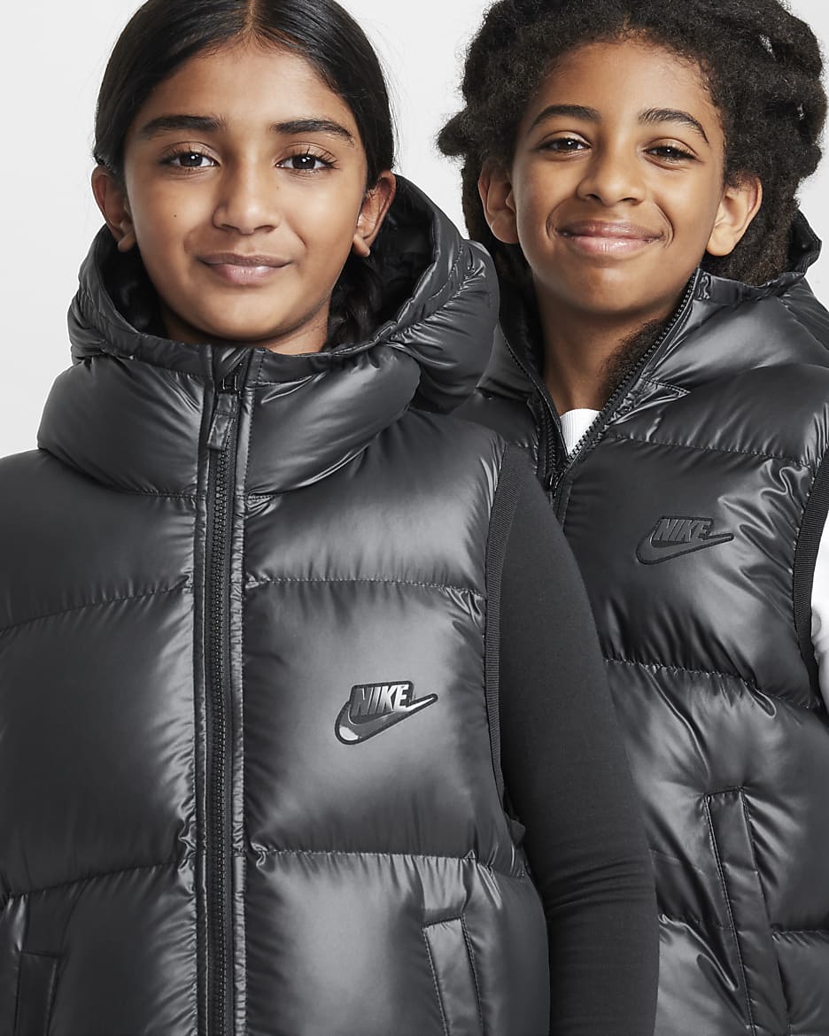 Nike Sportswear Heavyweight Synthetic Fill EasyOn Older Kids' Therma-FIT Repel Loose Hooded Gilet - Black/Black/Anthracite/Anthracite