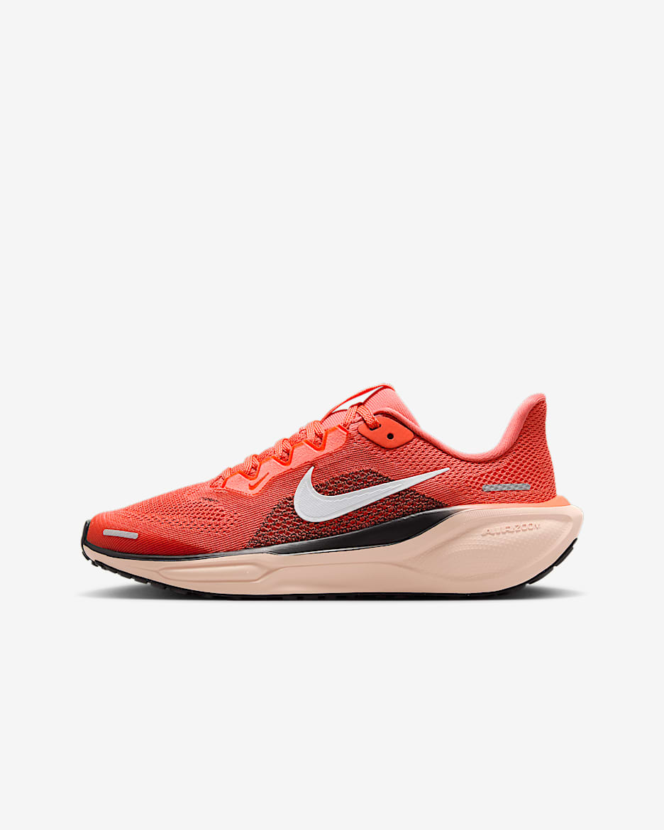 Nike Pegasus 41 Big Kids' Road Running Shoes - Magic Ember/Black/Washed Coral/White