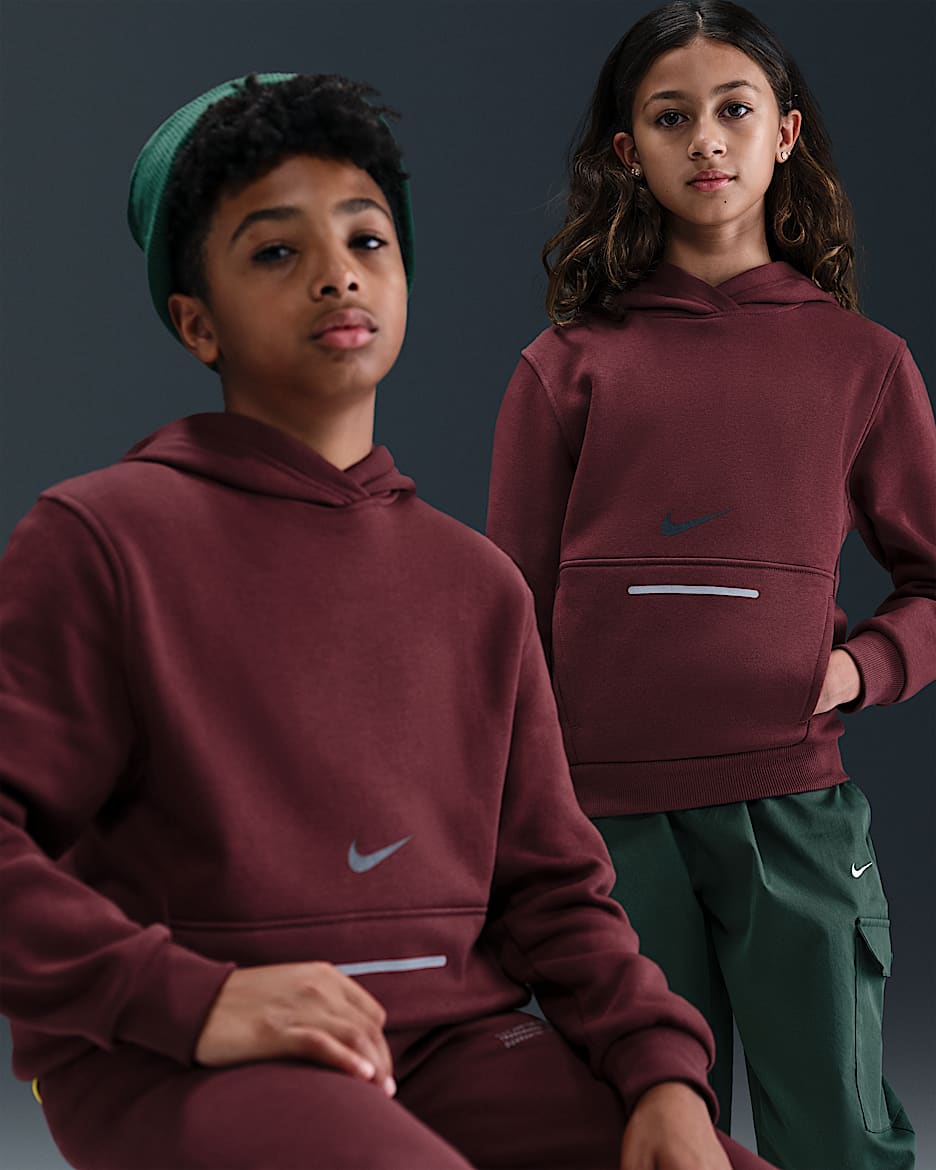 Huvtröja Nike Sportswear Club Fleece för ungdom - Dark Team Red/Svart