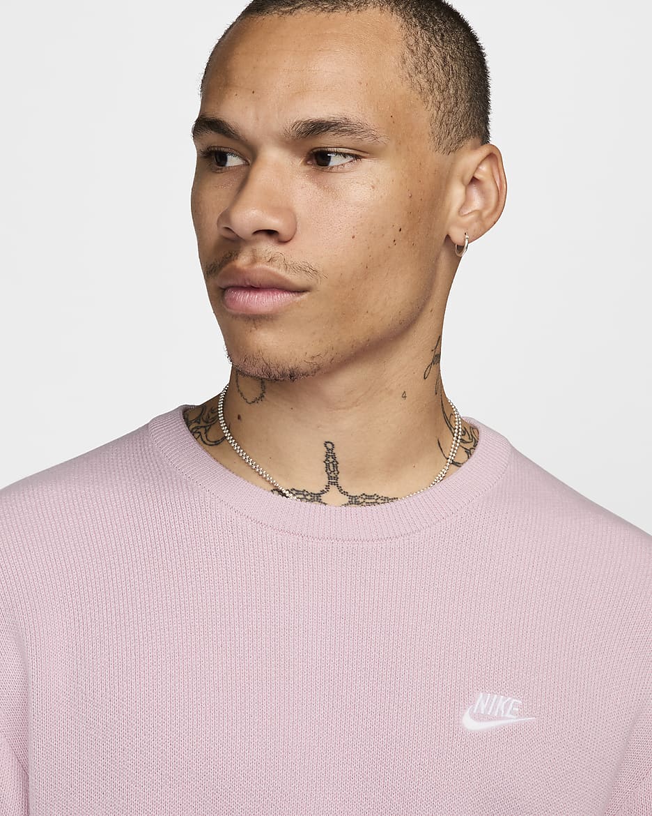 Nike Club Pullover mit Rundhalsausschnitt (Herren) - Pink Foam/Weiß