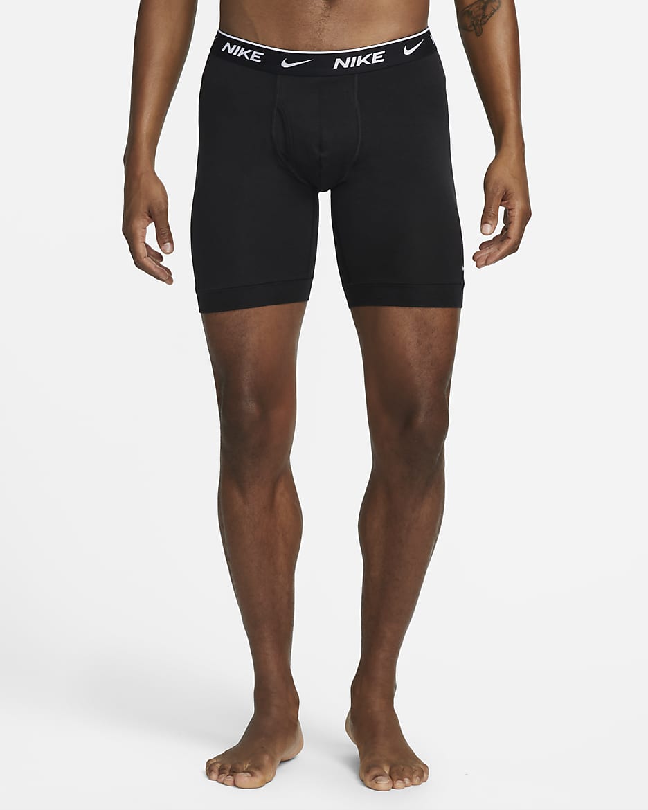 Nike Dri-FIT Essential Cotton Stretch Men's Long Boxer Briefs (3-Pack) - Black
