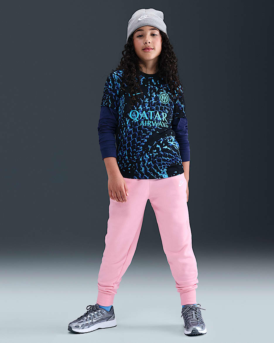 Pantalon taille haute ajusté Nike Sportswear Club Fleece pour ado (fille) - Medium Soft Pink/Medium Soft Pink/Blanc