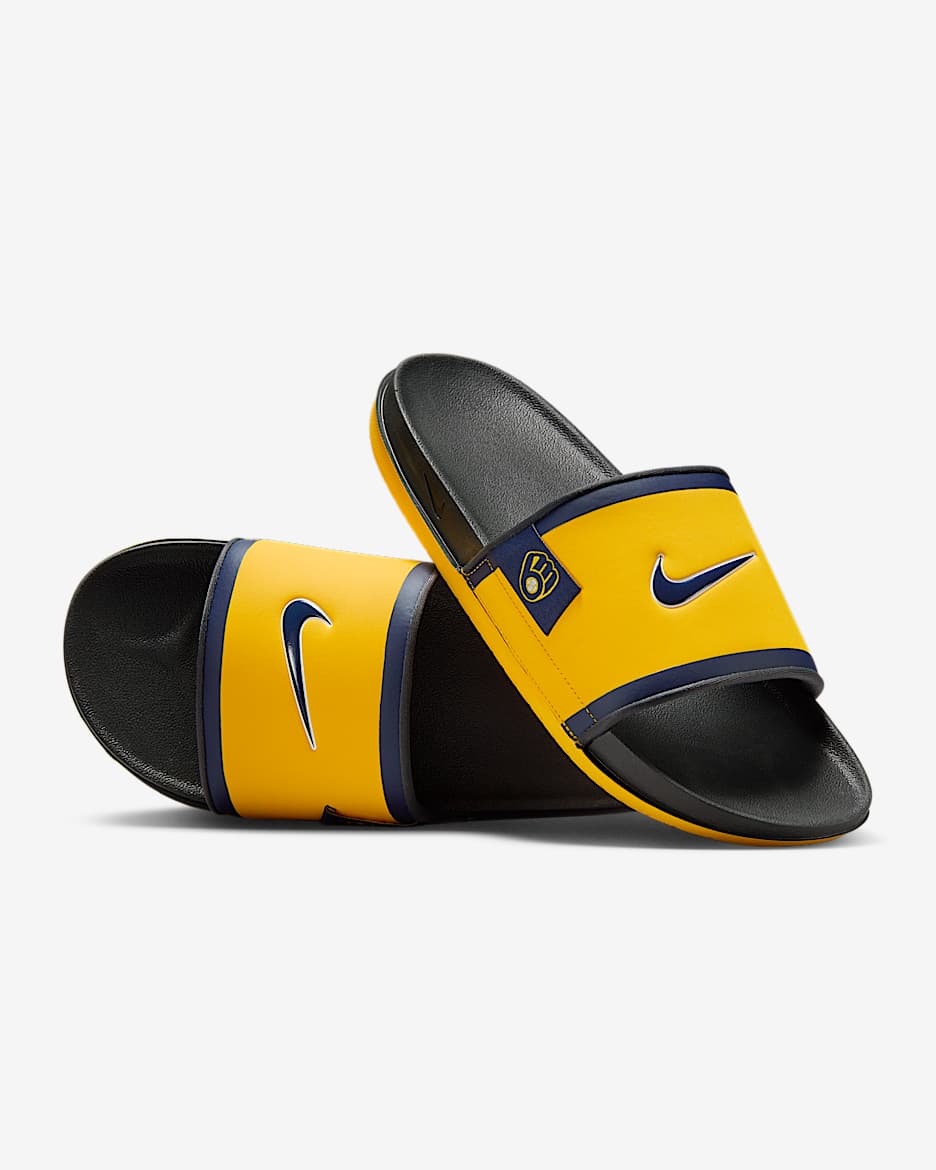 Chanclas Offcourt Nike Offcourt (Milwaukee Brewers) - Amarillo/Gris humo oscuro/Azul marino medianoche