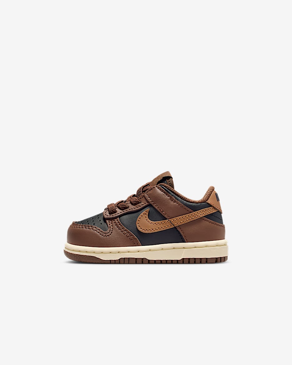 Tenis para bebé e infantil Nike Dunk Low - Negro/Cacao impresionante/Leche de coco/Canela británico
