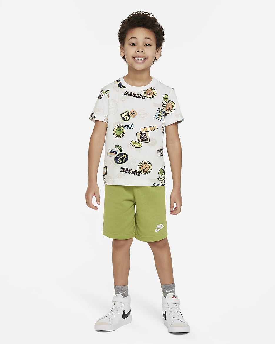 Conjunto de shorts de dos piezas para niños talla pequeña Nike Sportswear - Pera