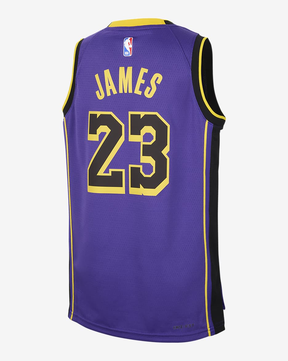 LeBron James Los Angeles Lakers Statement Edition Jordan Dri-FIT NBA Swingman Trikot für ältere Kinder (Jungen) - Lila