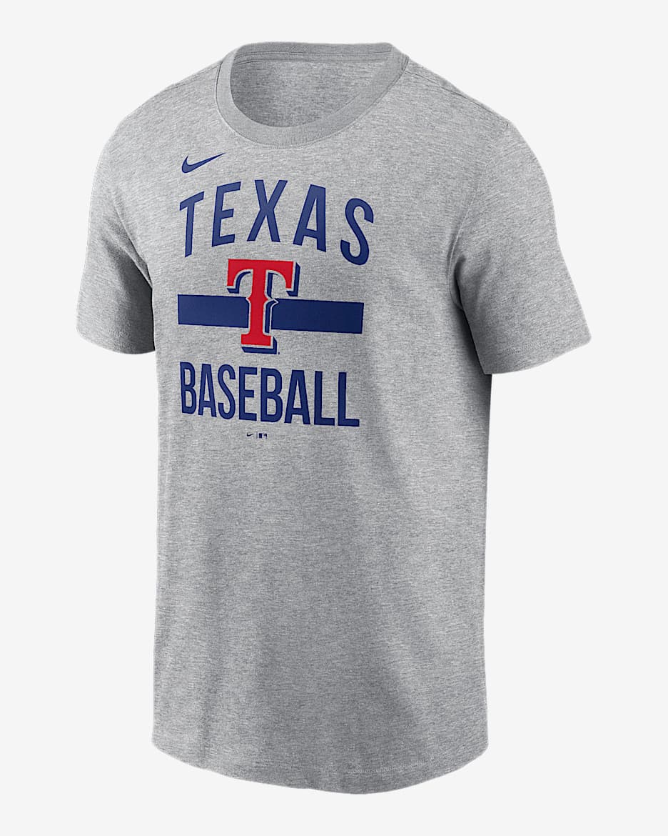 Playera Nike de la MLB para hombre Texas Rangers Arched - Gris oscuro jaspeado