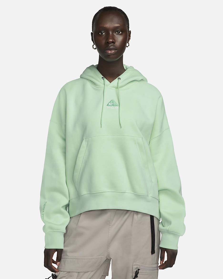 Nike ACG Therma-FIT Women's "Tuff Knit" Fleece Hoodie - Mint Foam/Light Menta
