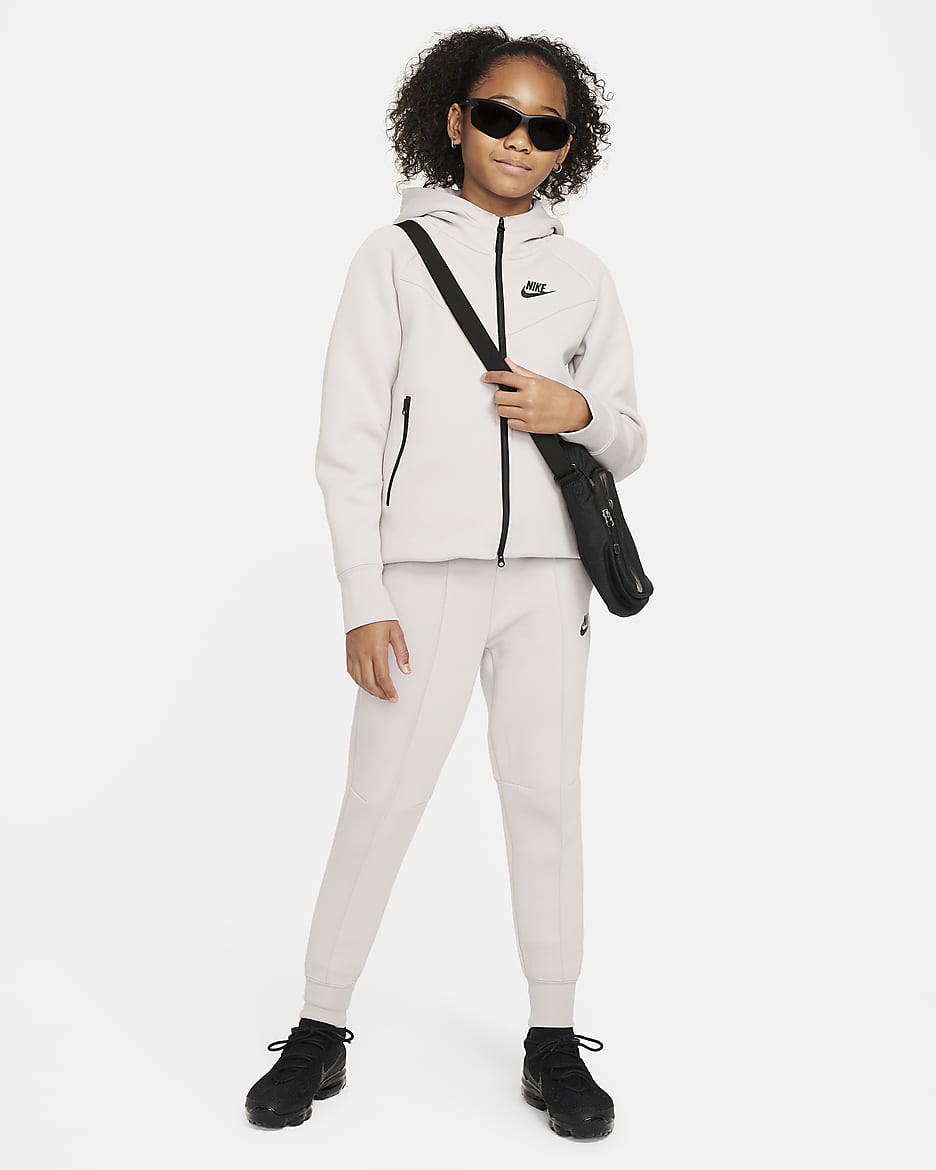 Nike Sportswear Tech Fleece Older Kids' (Girls') Full-Zip Hoodie - Platinum Violet/Black/Black