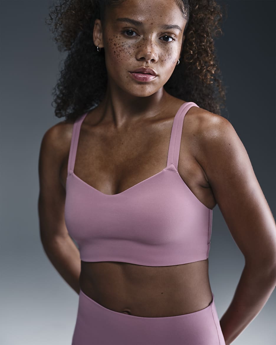 Nike Zenvy Strappy Women's Light-Support Padded Sports Bra - Plum Dust/White