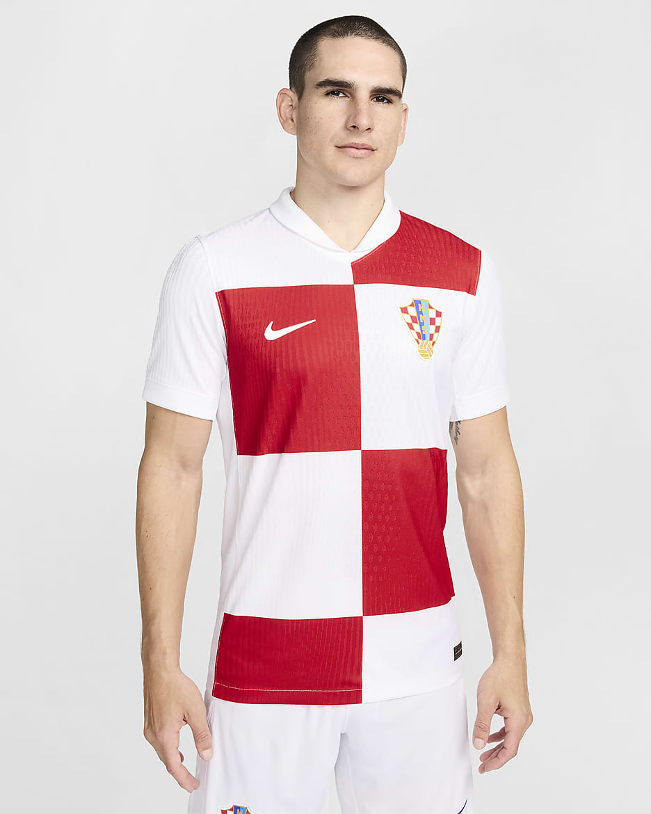 Maillot de foot à manches courtes authentique Nike Dri-FIT ADV Croatie 2024/25 Match Domicile pour homme - Blanc/University Red/Blanc