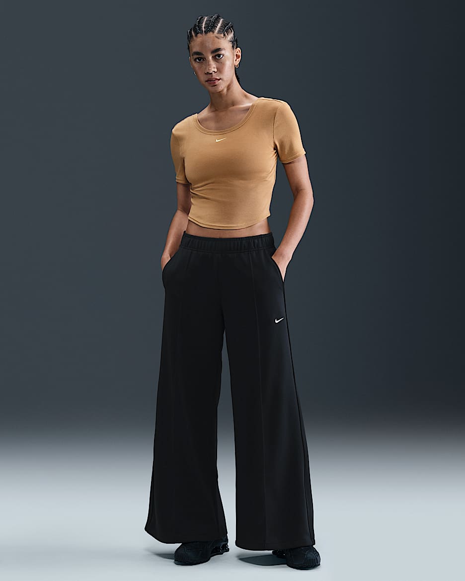Nike Sportswear Women's Mid-Rise Wide-Leg Track Pants - Black/Black/Sail