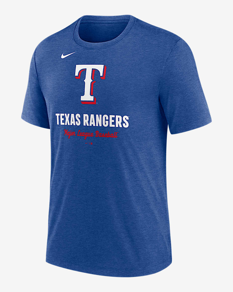 Texas Rangers Logo Men's Nike MLB T-Shirt - Sport Royal Heather