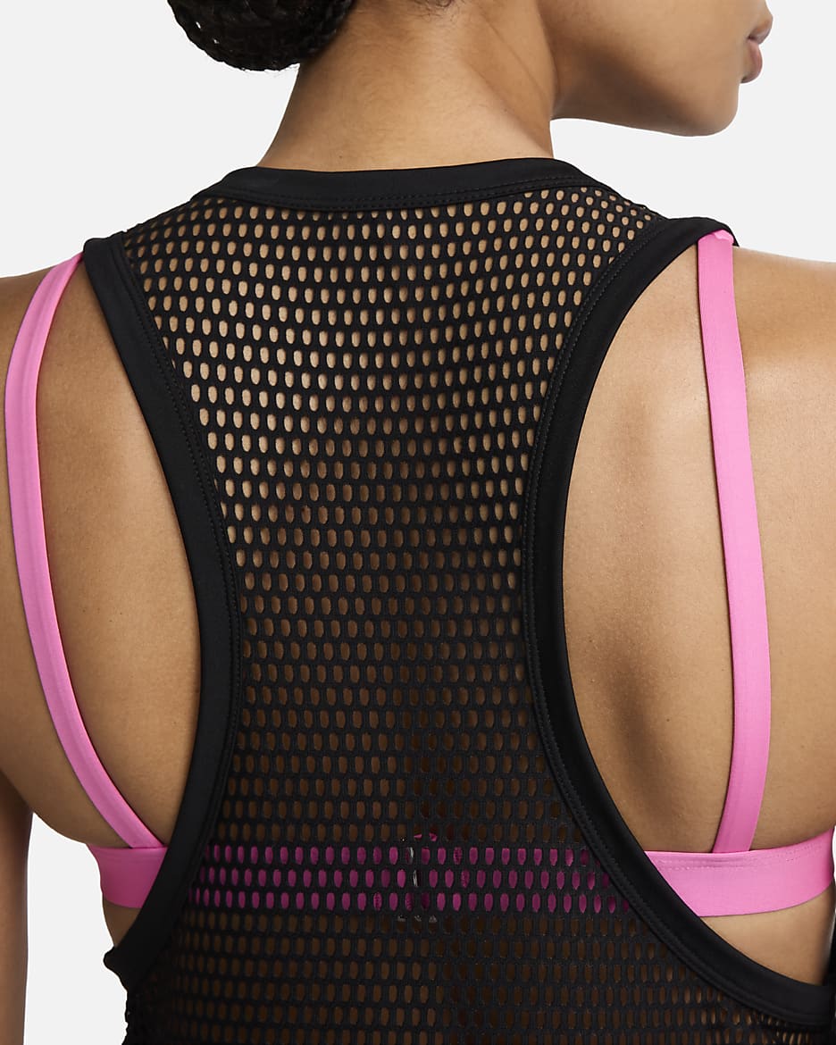 Vestido tipo salida de baño de malla para mujer Nike Swim - Negro