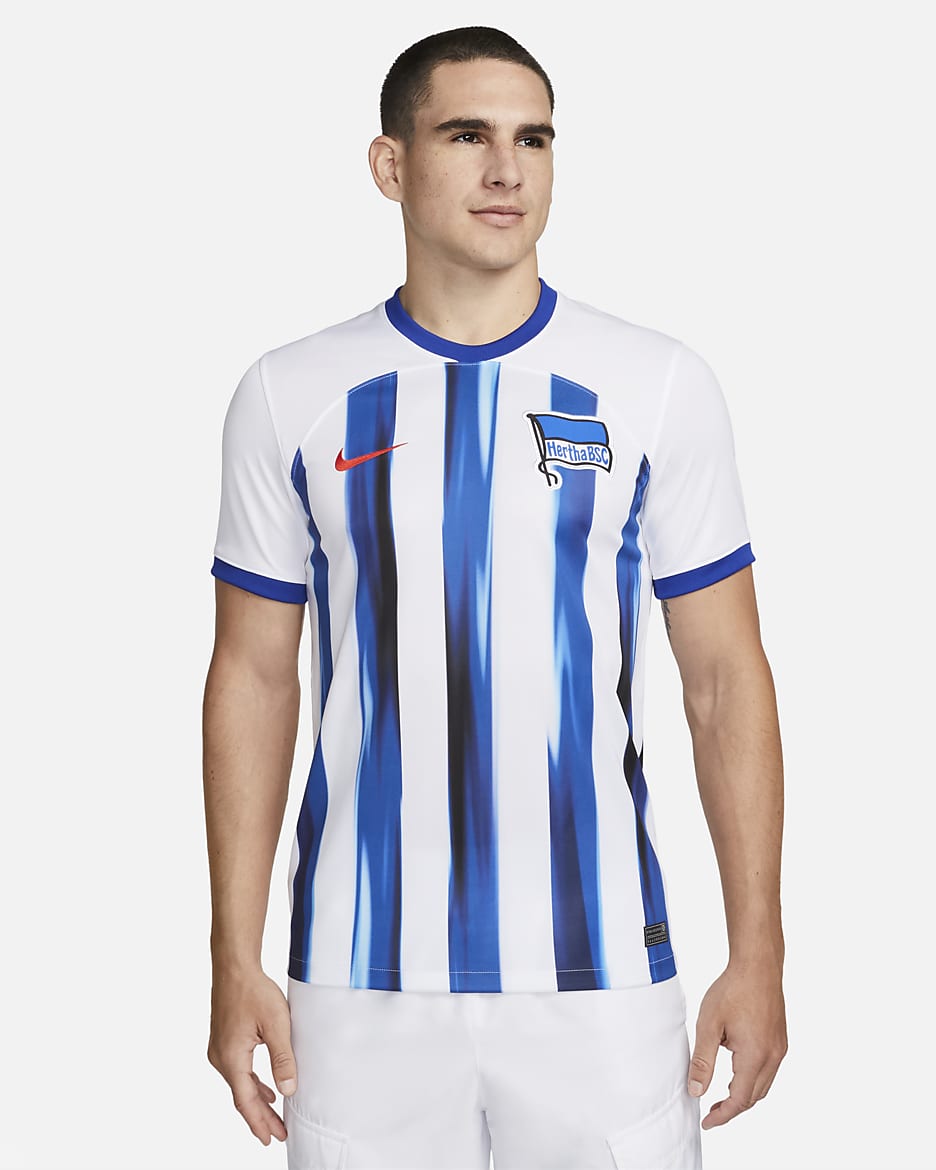 Hertha BSC 2023/24 Stadium Home Men's Nike Dri-FIT Football Shirt - White/Old Royal/Speed Red