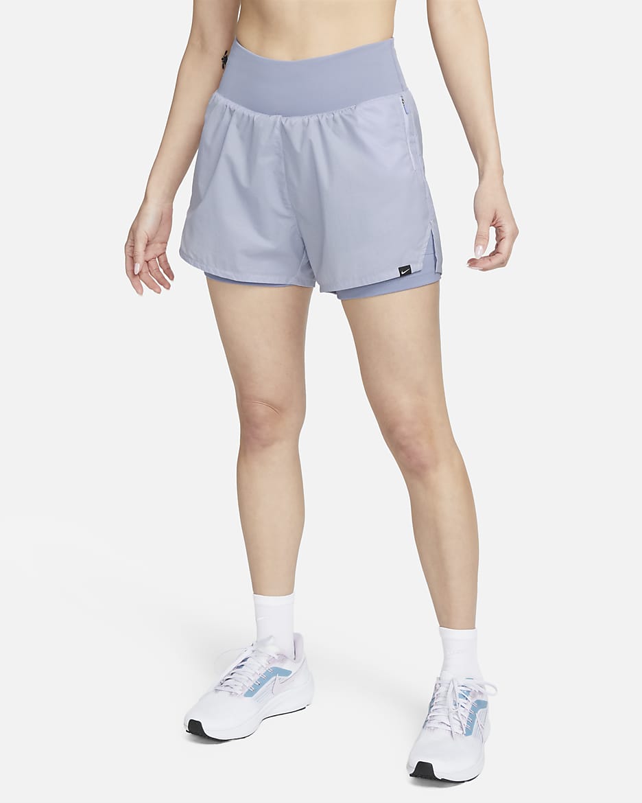 Nike Run Division 女款中腰兩件式反光 3" 短褲 - Oxygen Purple/Indigo Haze
