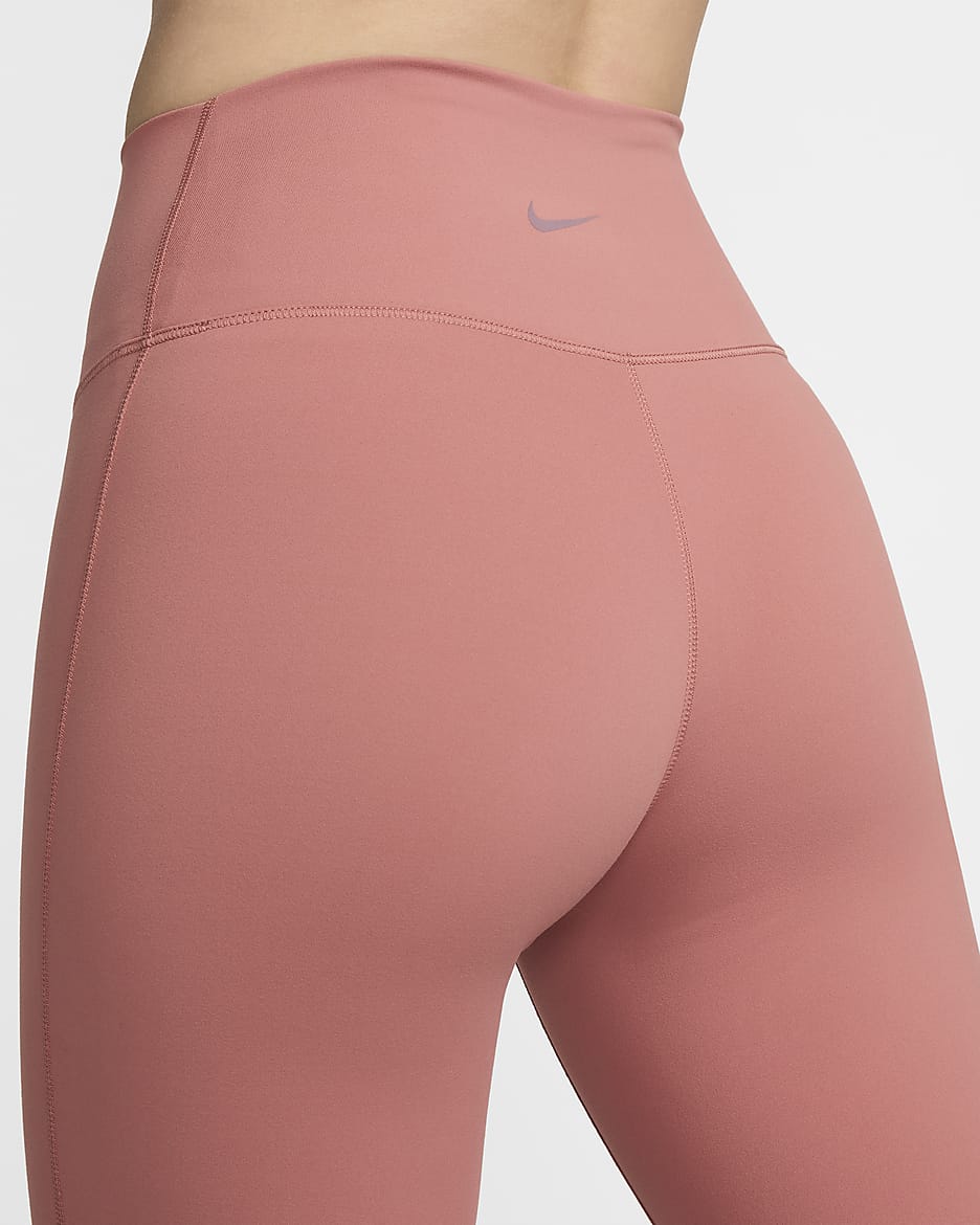 เลกกิ้งขายาวเอวสูงผู้หญิง Nike One Seamless Front - Canyon Pink/ดำ