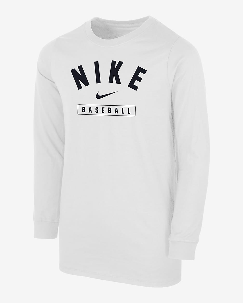 Playera de manga larga para niño talla grande Nike Baseball - Blanco