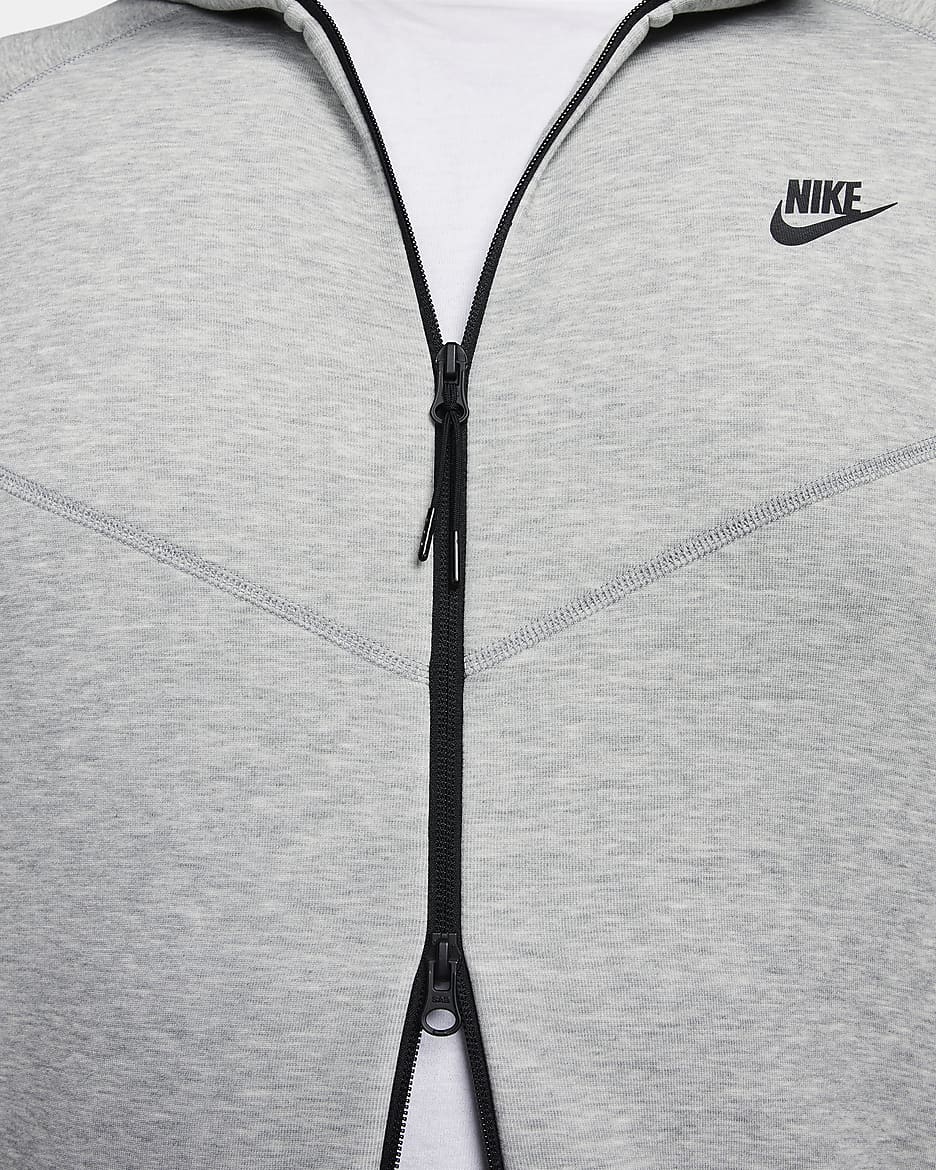 Nike Sportswear Tech Fleece Windrunner Herren-Hoodie mit durchgehendem Reißverschluss - Dark Grey Heather/Schwarz