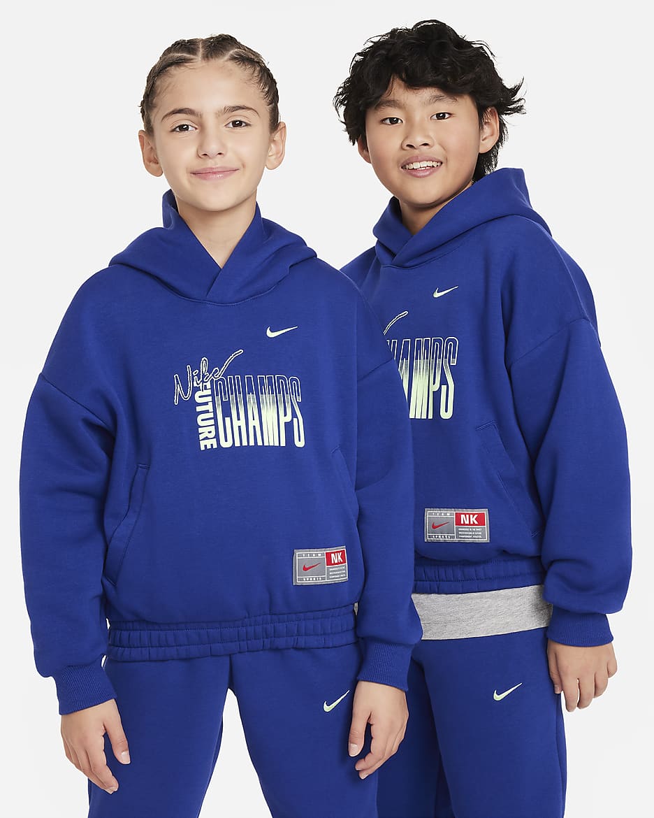 Nike Culture of Basketball Older Kids' Pullover Fleece Hoodie - Deep Royal Blue/Vapour Green