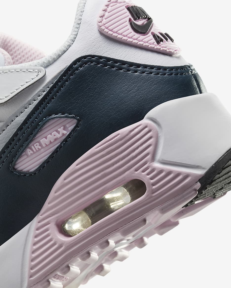 Nike Air Max 90 EasyOn Little Kids' Shoes - White/Pink Foam/Armory Navy/Wolf Grey