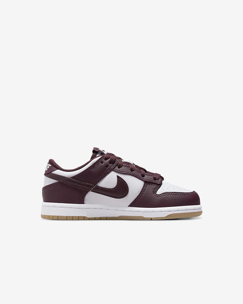 Nike Dunk Low Younger Kids' Shoes - White/Gum Light Brown/Burgundy Crush