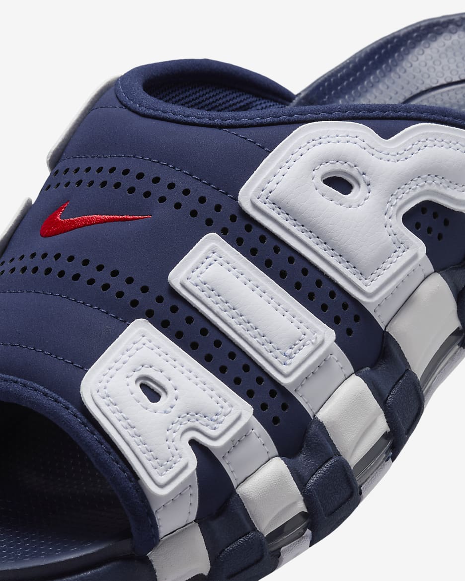 Nike Air More Uptempo Men's Slides - Midnight Navy/White/Clear/University Red