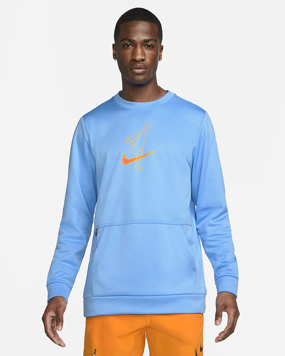 Nike Therma-FIT Story Pack Men's Long-Sleeve Training Top - University Blue/Magma Orange