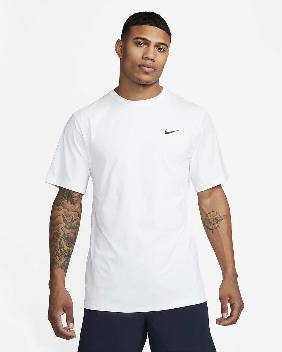 Pánské univerzální tričko Nike Hyverse Dri-FIT UV s krátkým rukávem - Bílá/Černá