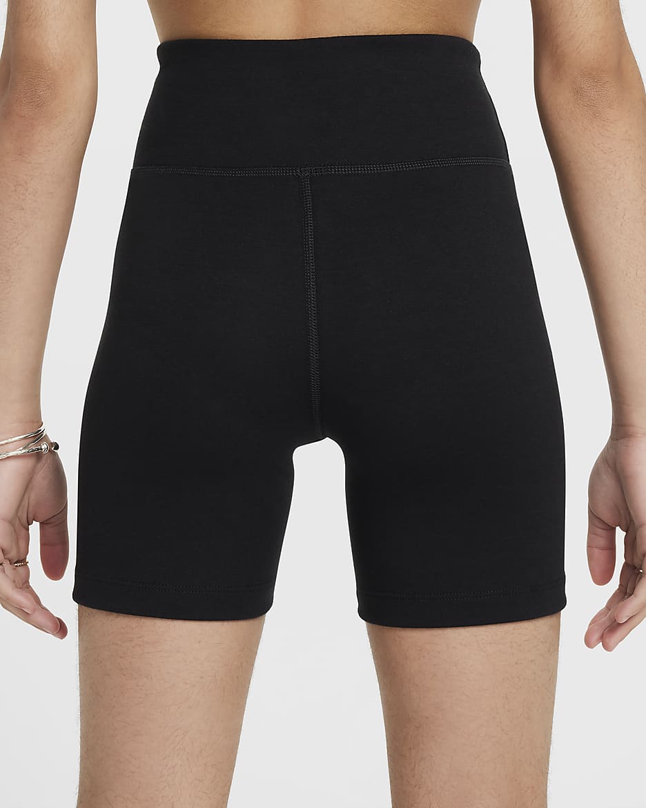 Nike Sportswear Classic bikershorts met hoge taille voor meisjes (13 cm) - Zwart/Wit