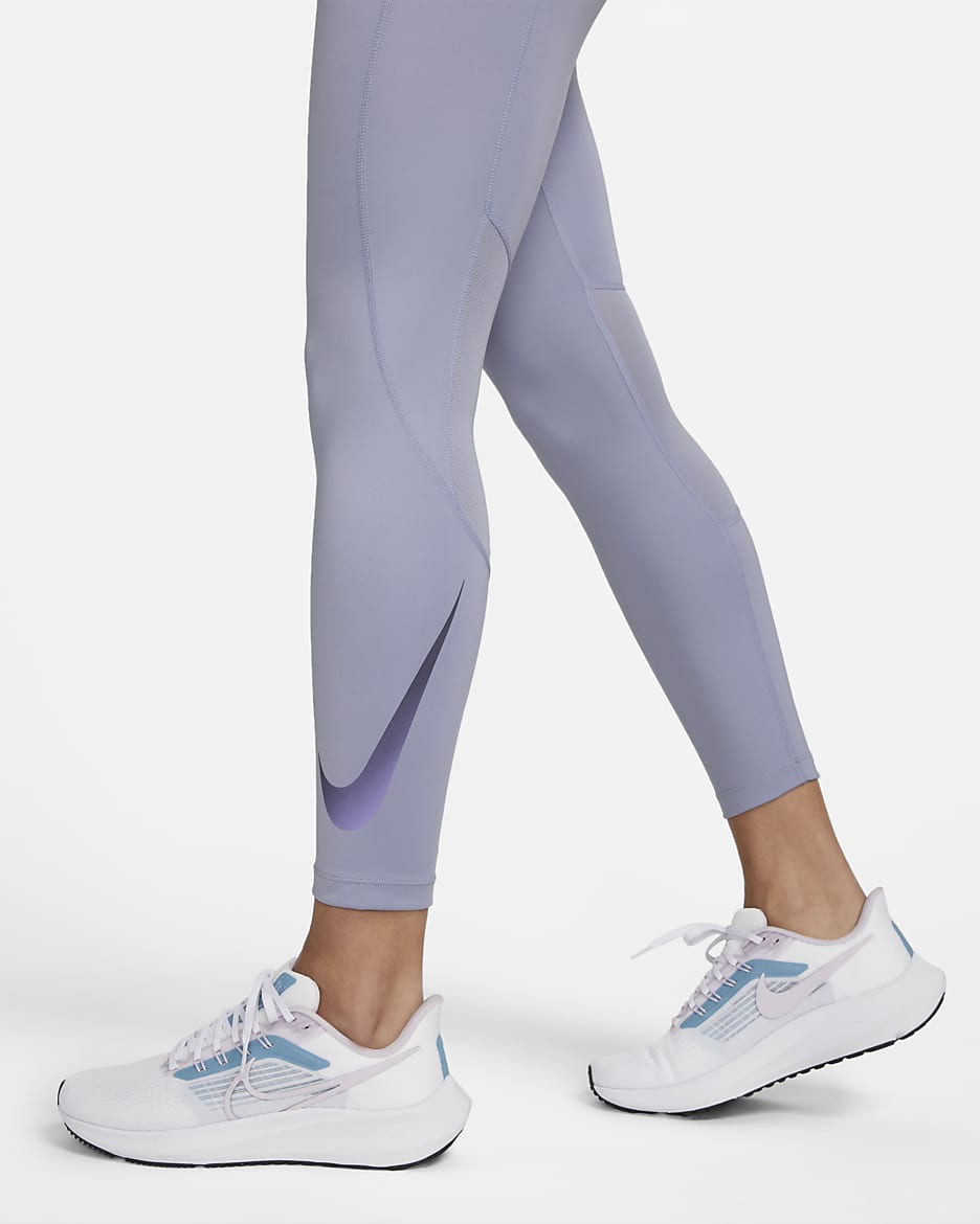 Nike Fast 7/8-Lauf-Leggings mit mittelhohem Bund und Taschen für Damen - Indigo Haze