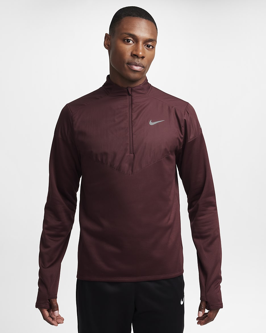 Maglia da running idrorepellente con zip a metà lunghezza Therma-FIT Nike Sphere – Uomo - Burgundy Crush